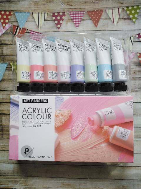 Cat acrylic art rangers glitter/metalic/pastel 8 warna @22 ml