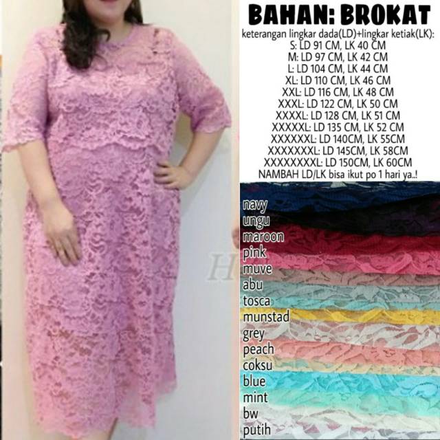 (ld150 cm)Kaella Dress brukat  jumbo Bigsize