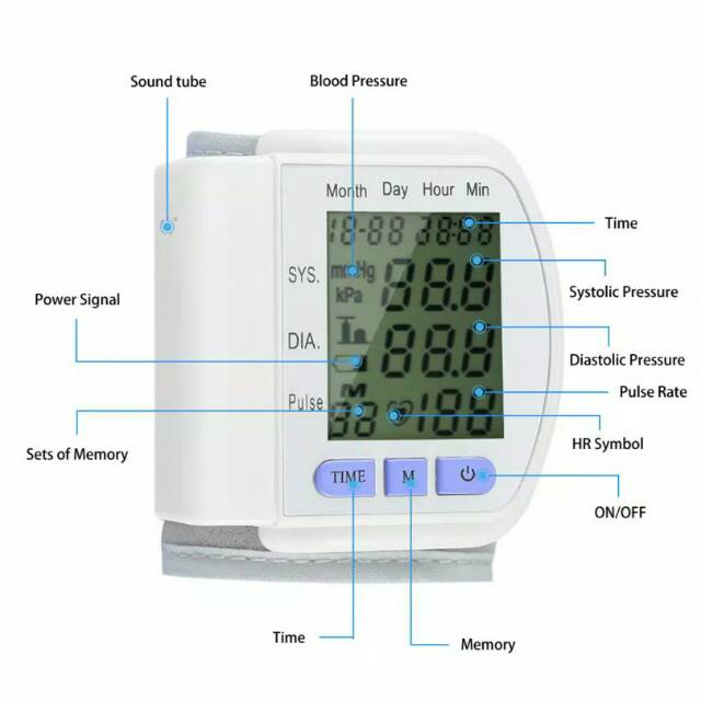 Tensimeter Digital Alat Ukur Tekanan Darah Model Gelang Lengkap Tensi + Baterai + Dus + Box Mika