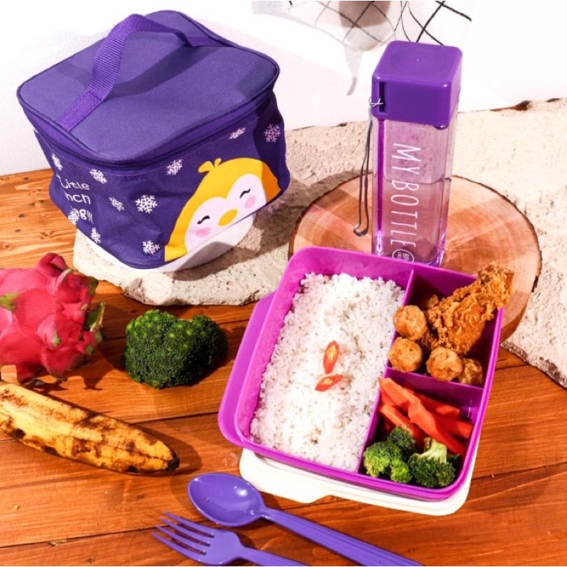 Kotak makan set anak / tempat makan komplit anak / set bekal makan anak