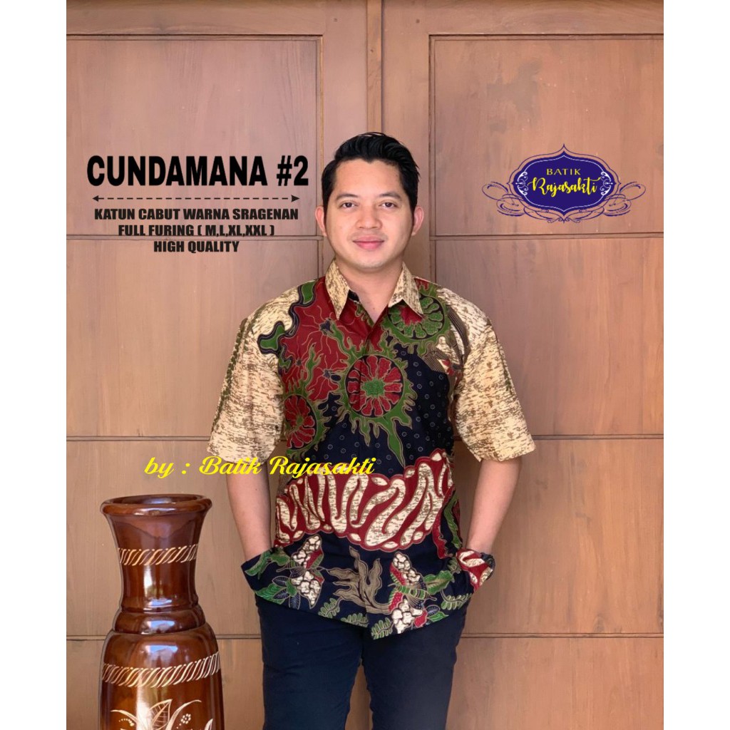 CUNDAMANA 2 Kemeja Batik Pria Lengan Pendek Katun Halus FULL FURING Rajasakti