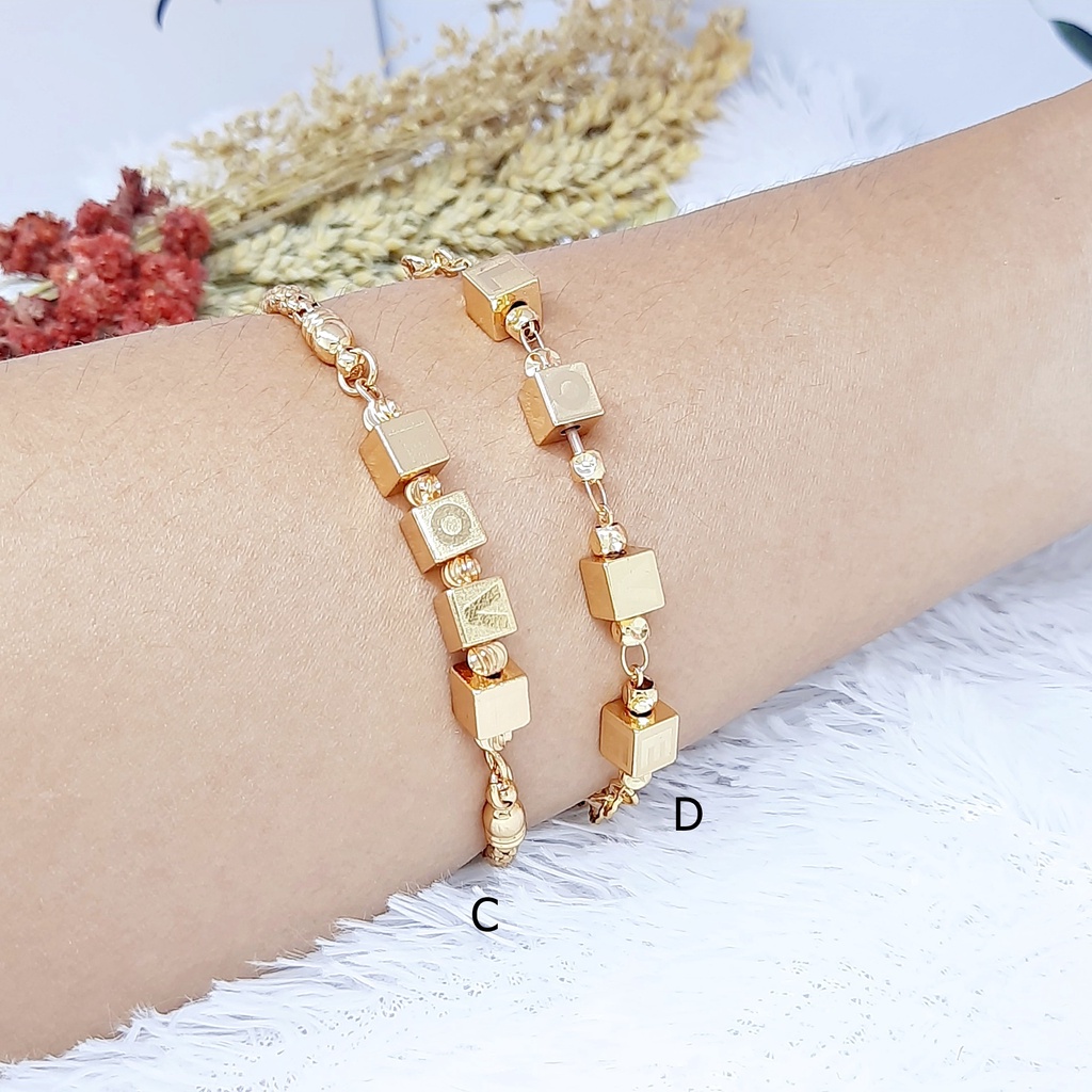 Gelang Xuping Kubus Kotak Love Laser Gold Lapis Emas - BB279