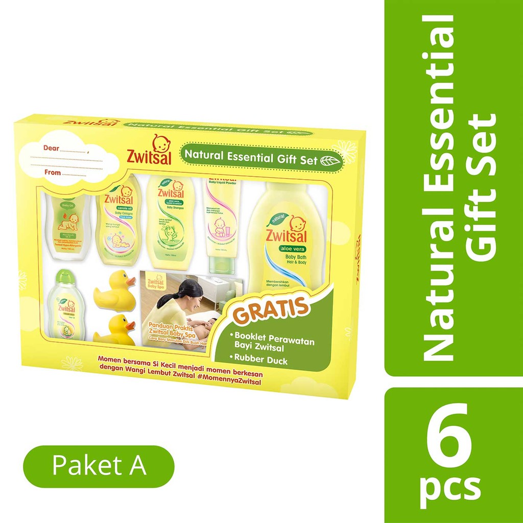 ♥BabyYank♥ ZWITSAL Natural Essential Gift Set / Pack + (Free) Booklet Perawatan Bayi &amp; 2 Rubber Duck (Kado Bayi
