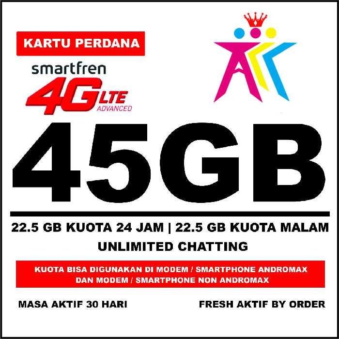 [Fzn] ~ Perdana Smartfren 4G LTE Kuota 45GB (22.5GB Utama + 22.5GB Malam)