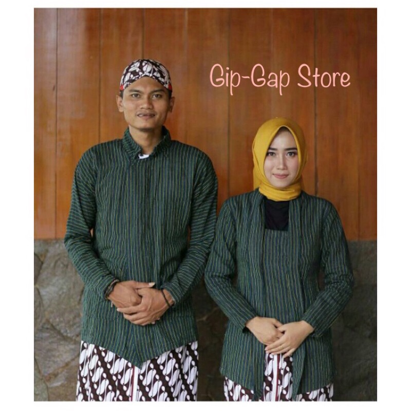 Jual Baju Lurik Lurik Hijau Set Baju Couple Lurik Surjan Lurik