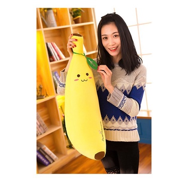 Boneka Pisang Bordir Boneka Plush Model Pisang Banana Jumbo Ukuran M/L/XL Bahan Lembut Halus