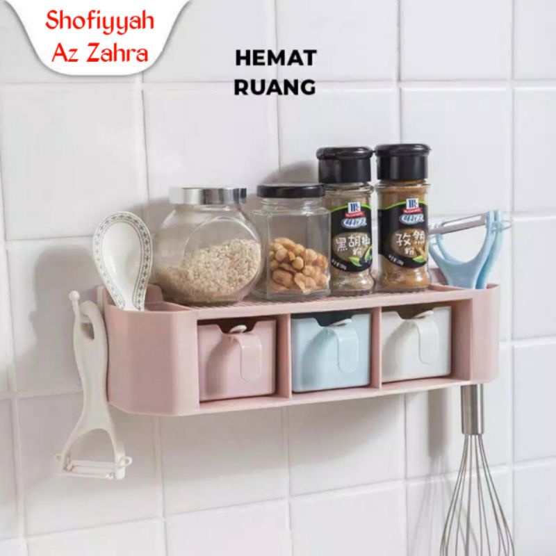 Rak Dapur Tempat Bumbu Plastik Gantung Tempel Rak Bumbu