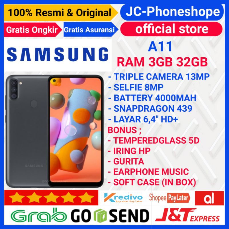SAMSUNG A11 RAM 3GB 32GB GARANSI RESMI SEIN - FAST CHARGING- BONUS