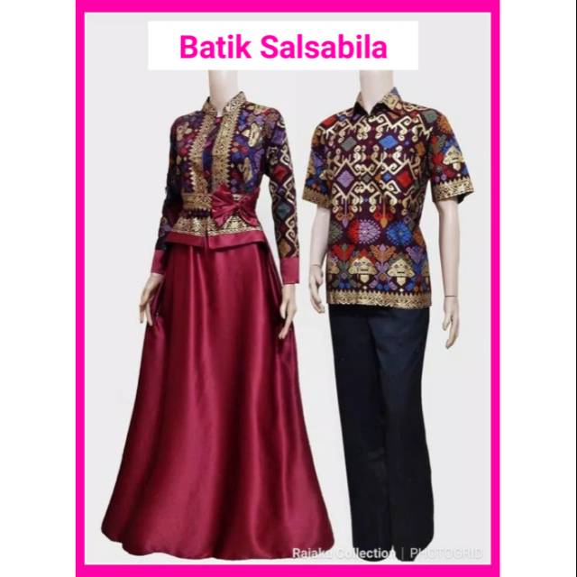 BAJU BATIK COUPLE GAMIS BUSUI SALSABILA MUSLIM HIJAB SERAGAM PESTA PASANGAN MEWAH