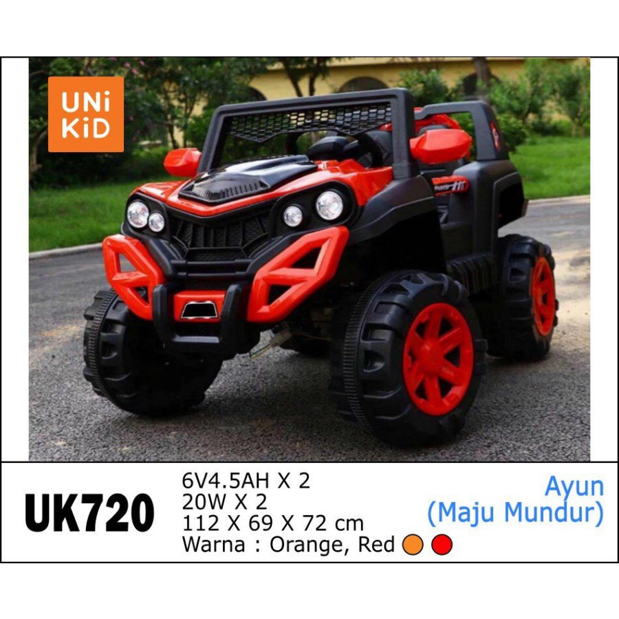 Mobil Aki Mainan Anak Remote Control Jeep Unikid 720 UK720 UK858 Ukuran Jumbo 2 Kursi Remote Control SNI-Red