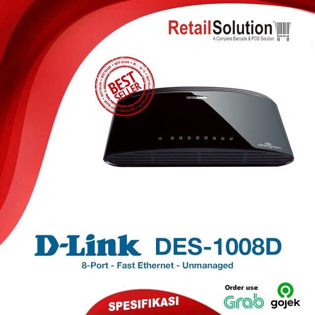 Desktop Switch 100Mbps 8 Port - DLINK DES1008D / DES-1008D / DES1008