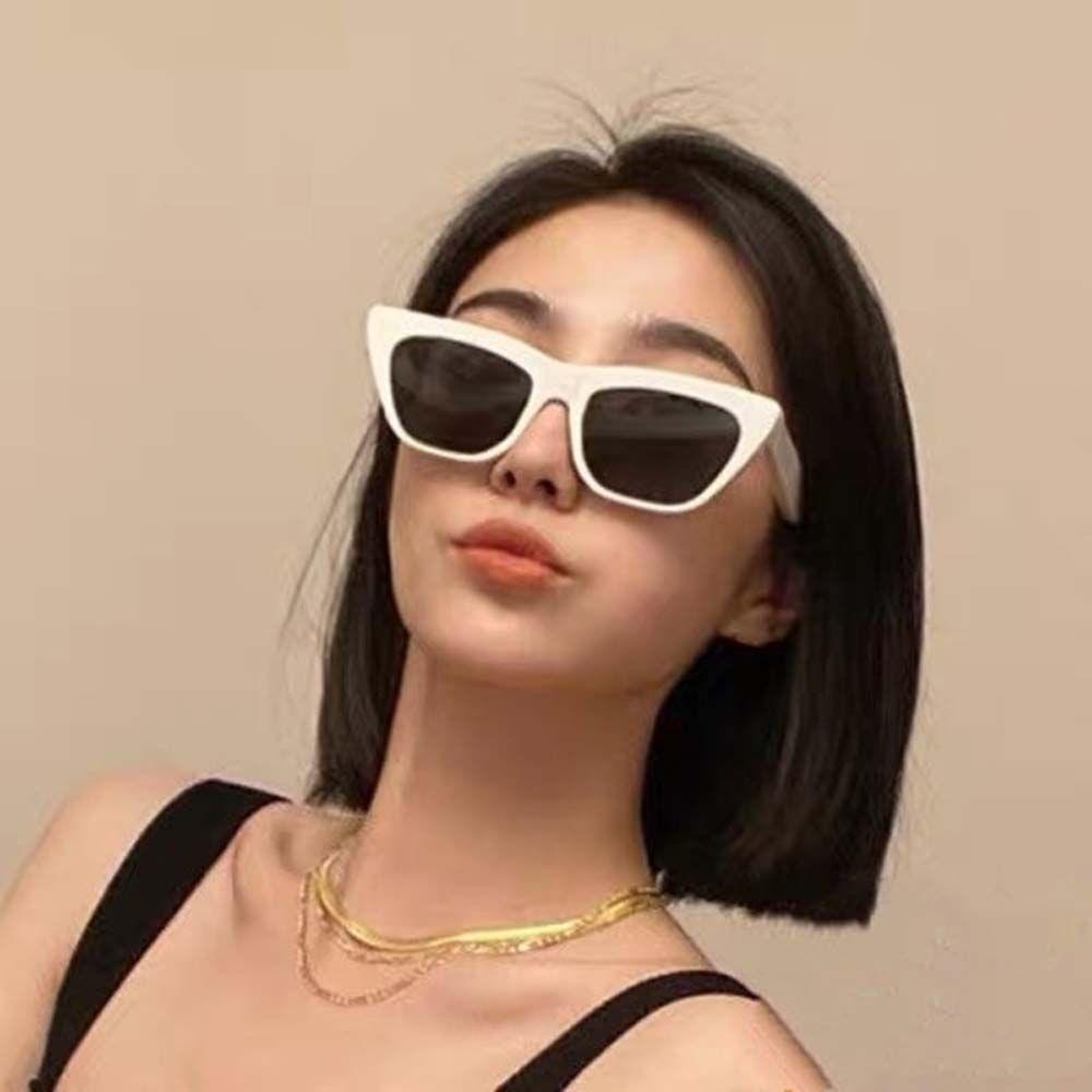 Mxbeauty Kacamata Mata Kucing Putih Elegan Anti UV Motif Leopard Hitam Kacamata Matahari Wanita Sunglasses