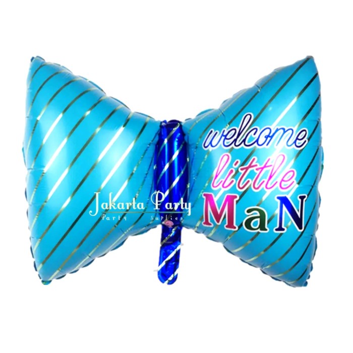 Balon Foil Foil Dasi Welcome Little Man / Balon Foil pita Biru