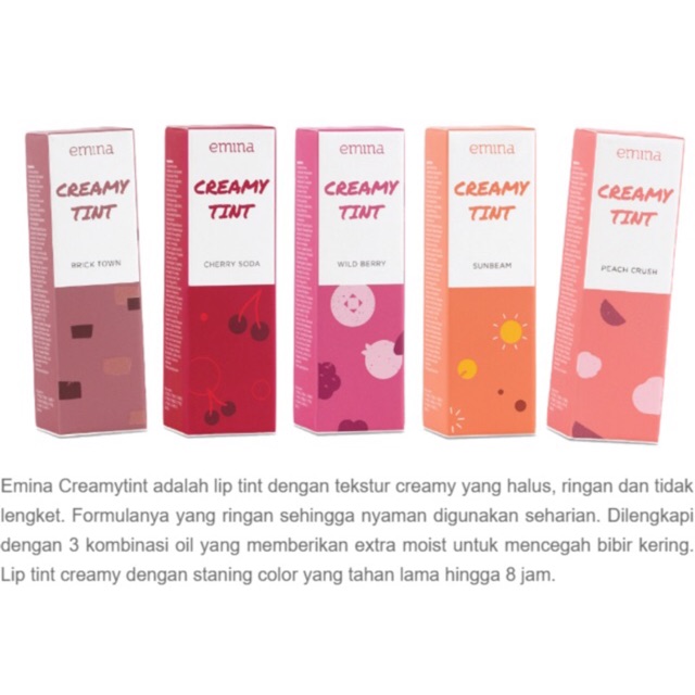 [WARNA LENGKAP] Emina Creamy Tint - READY, BISA GOJEK! Bricktown Peach Crush Sunglow Cherry Soda