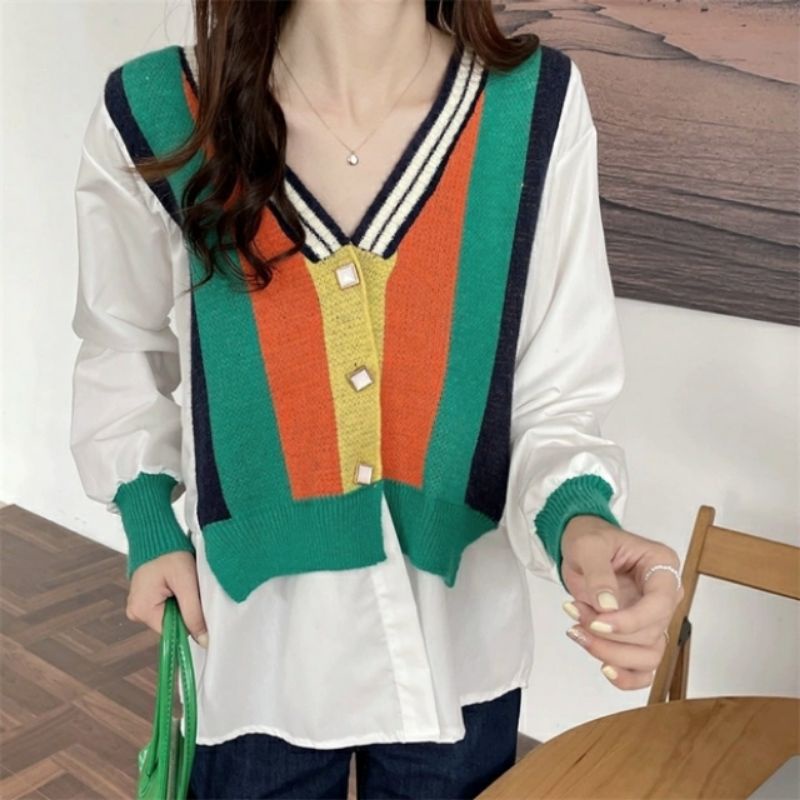 MDLV - 39003# Polly Knit Cardigan Premium Import Cardigan Blouse Korea Fashion import