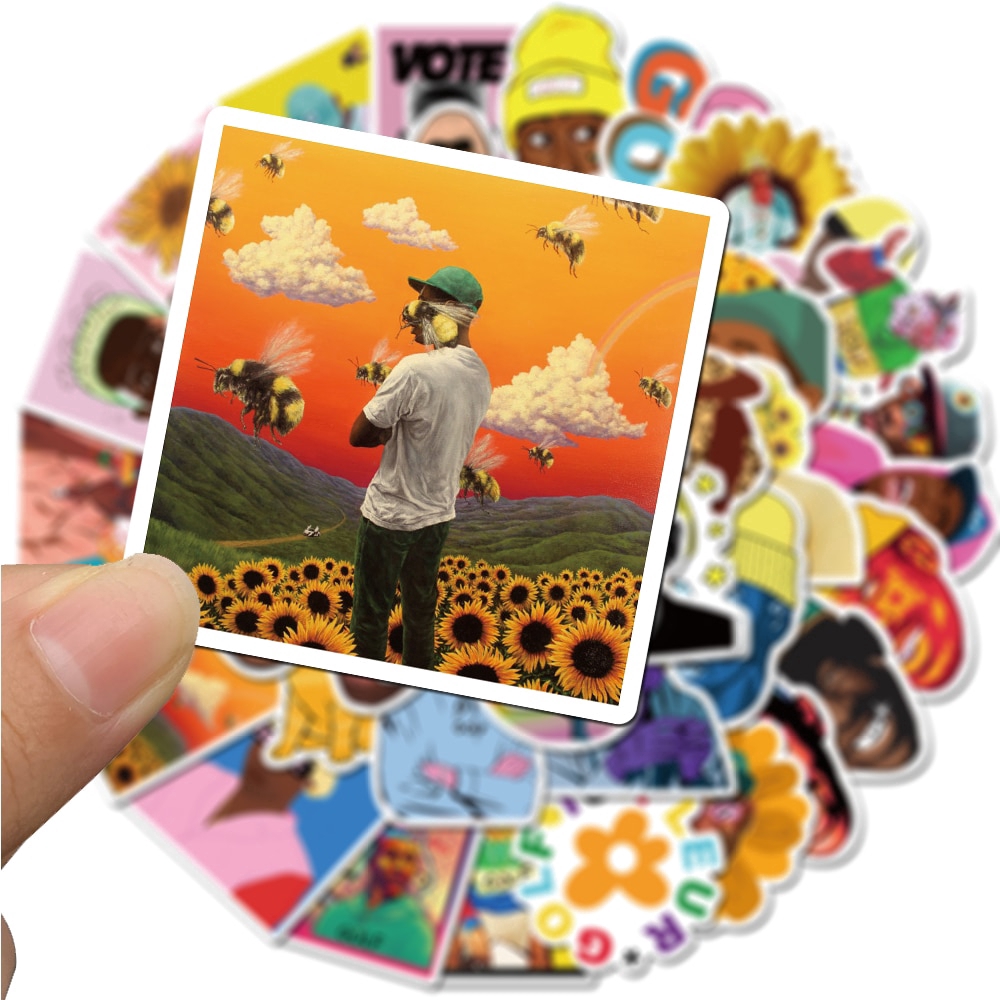 50pcs Pack Rapper Singer Tyler The Creator Portrait Stickers For Skateboard Guitar Motorcycle Laptop Waterproof Sticker Toy