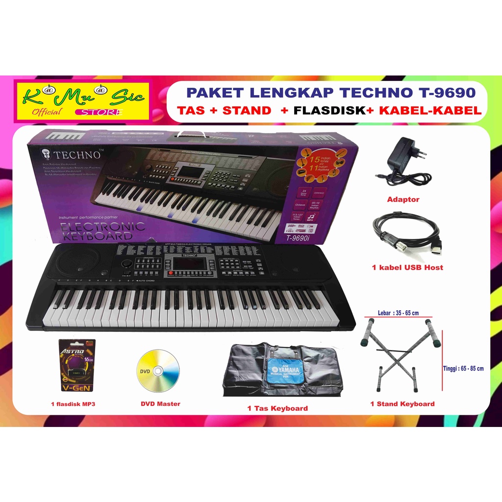 Paket Fullset Keyboard T 9690 USB MP3 T 9690 internal style Dut Plo Cong Techno T 9690i connect OMB 