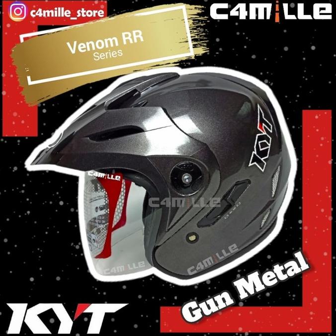 PROMO HELM KYT VENOM RR GUN METAL HALF FACE / HELM HALF FACE