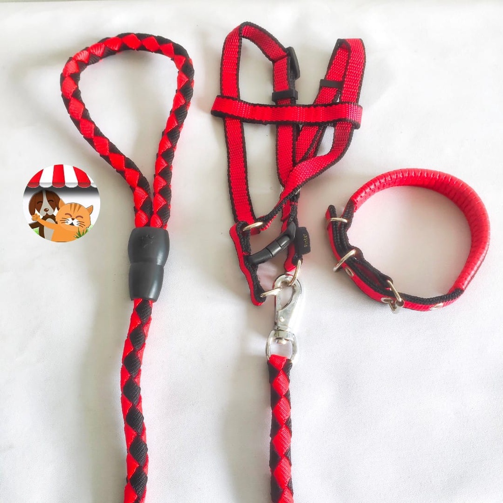 3in1 Tali Tuntun Harness Tali Leher Kalung Anjing Warna - LS17