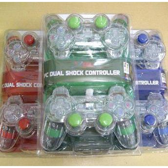 USB GAMEPAD DOUBLE JOY STICK GETAR GAME CONTROLLER PC LED TRANSPARENT