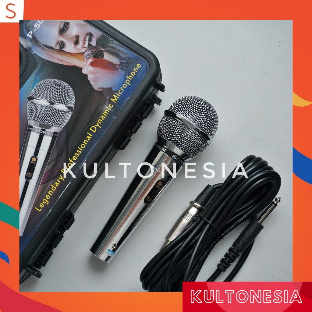 Sony P-5000 Microphone Vocal Profesional Cable Mic Kabel Suara Mantap