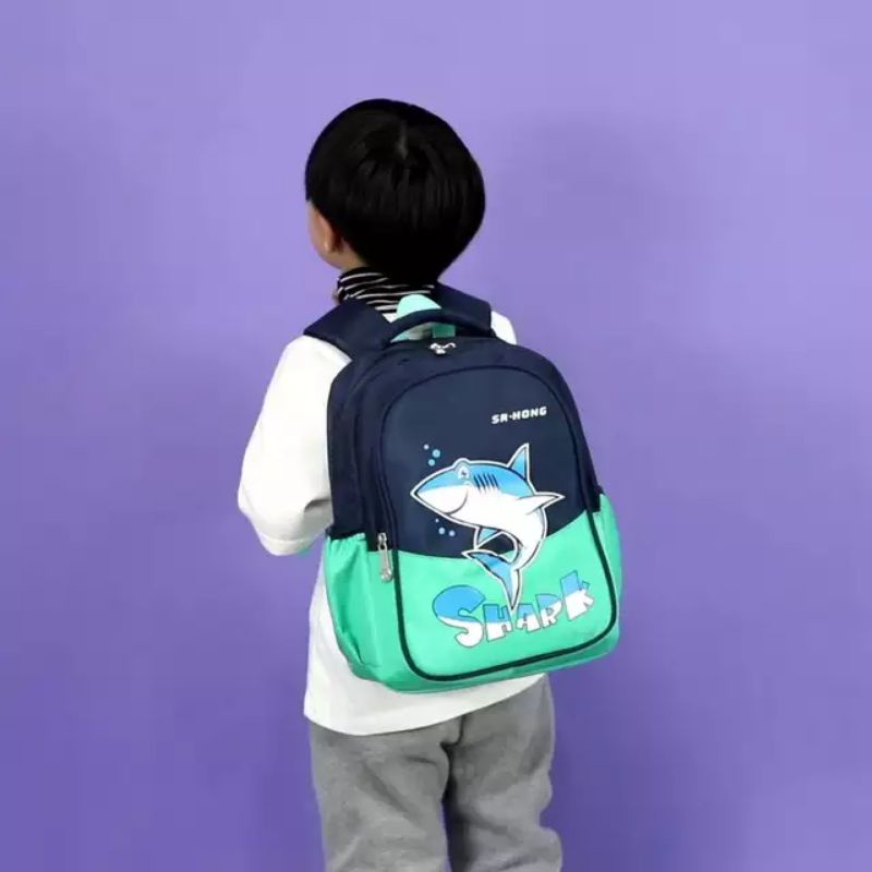 Rairaka.id / Shark - Tas Anak Laki-laki Tas Anak Sd tk Tas sekolah backpack Sekolah Anak Karakter New Baru ori