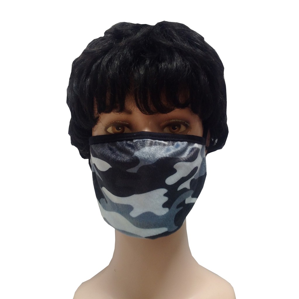 Masker Kain 3 Lapis ply Katun Motif Army - Bahan Tebal - Lembut