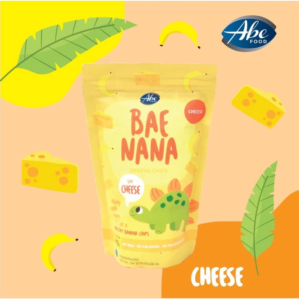 ABE FOOD Baenana 70gr - Banana Chips - Snack Pisang - Cemilan Keripik Sehat Anak - Bae Nana - Honey/Choco/Cheese/Snowy