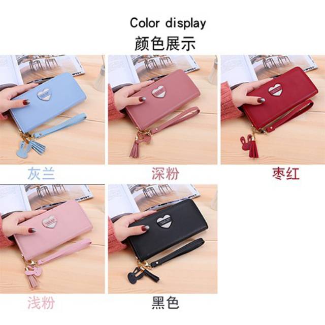 EV - D44  DOMPET PANJANG WANITA MOTIF LOVE / DOMPET CANTIK / DOMPET MURAH