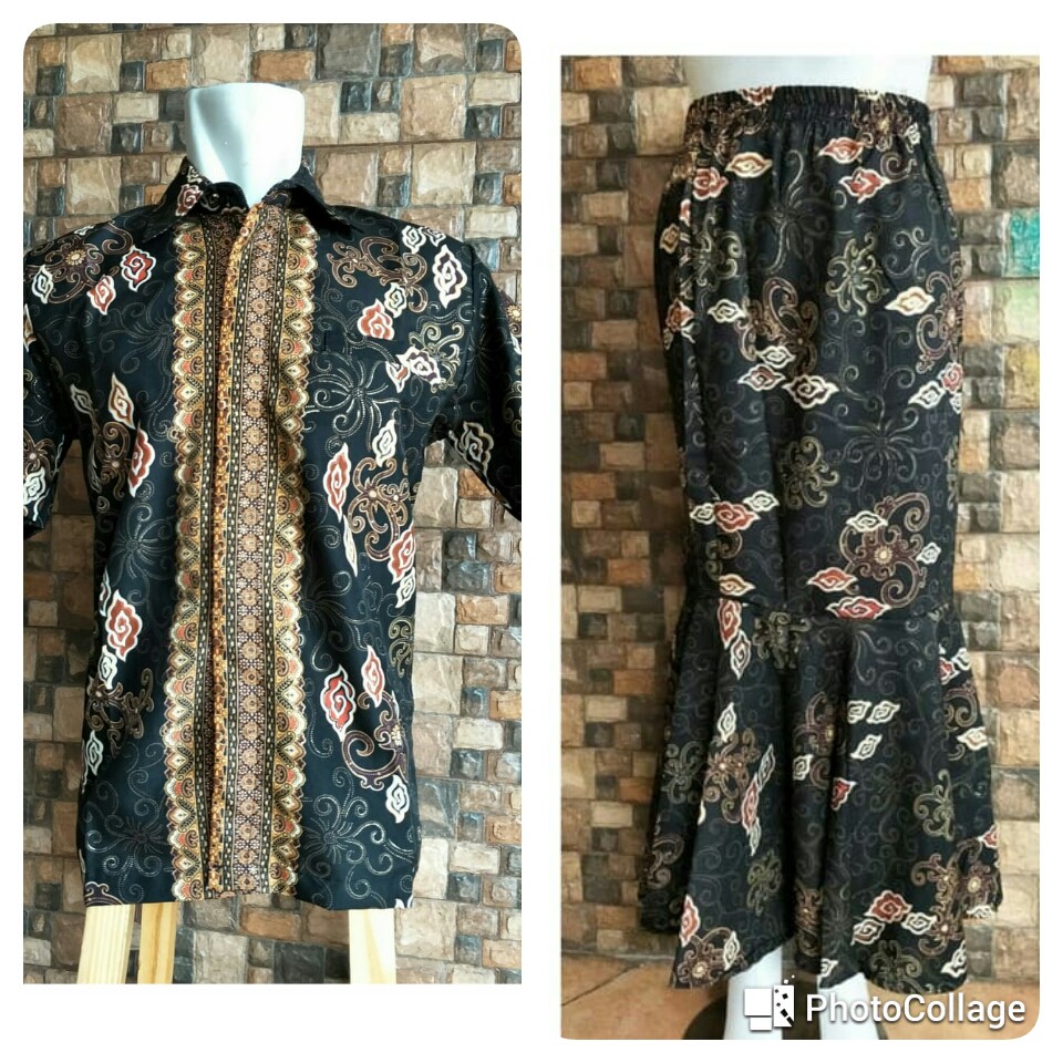 busana couple batik hem pendek rok mermaid