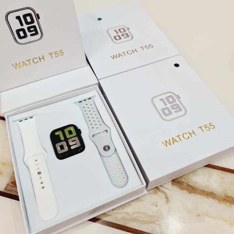 ✅GARANSI UANG KEMBALI✅Jam tangan SMARTWATCH T55 double strap bisa telfon dan ganti walpaper-T55 PUTIH ABU