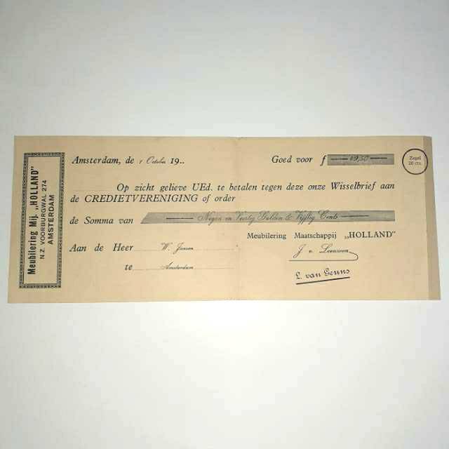 Dokumen Lama Kuno Jadul Langka Tanda Terima Pembayaran Belanda