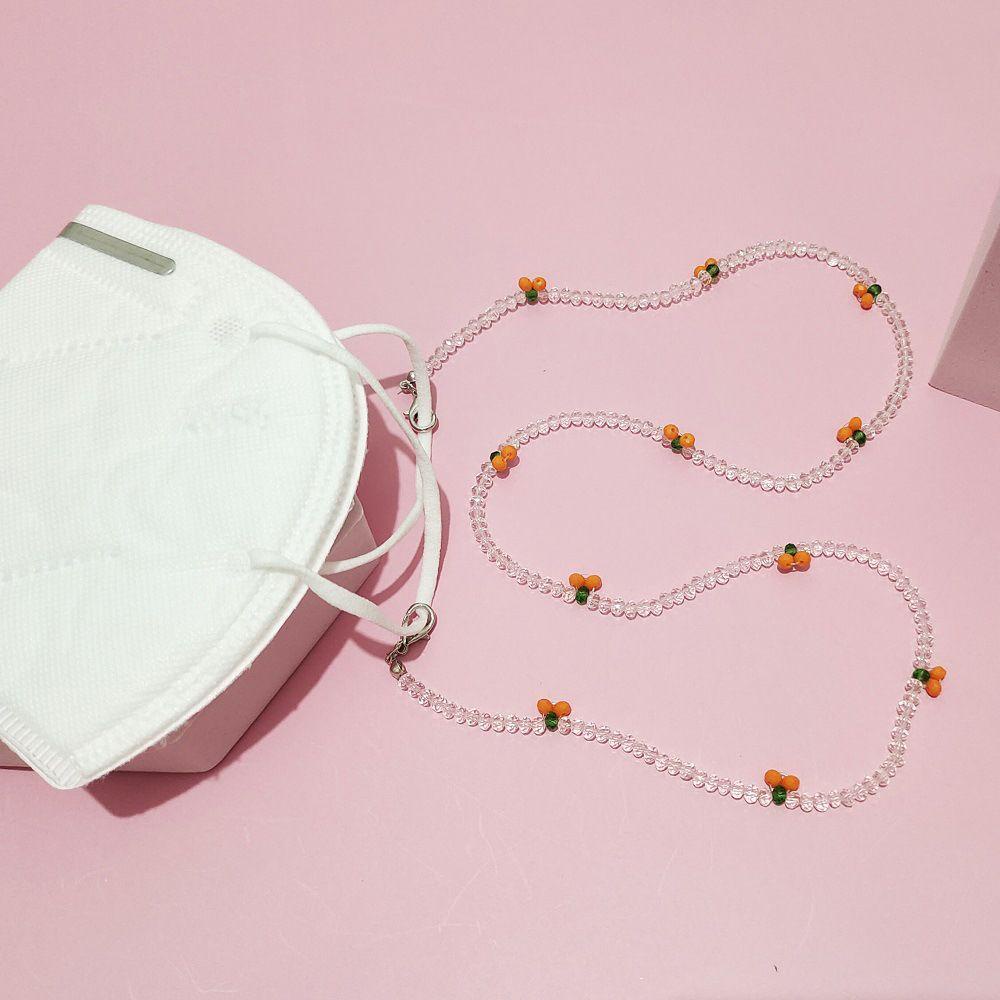 Needway Rantai Kacamata Kristal Tali Leher Masker Wajah Lanyard Kacamata Lanyard Anti-lost Cherry Bead Rantai Manik-Manik Akrilik