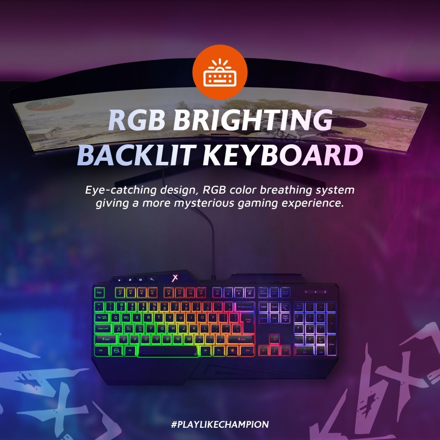 JETE Keyboard Gaming KBX1 RGB Wired 3600 DPI