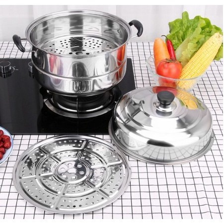 PROMO Panci Pengukus Steamer Perebus Stainless steel Serbaguna Panci Steamer Stainless Panci susun Kukus Siomay 2 Susun