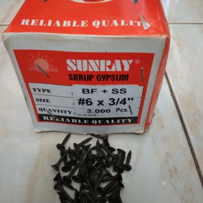 Sekrup Gypsum 2cm / Skrup Gypsum Sunray 6 x 3/4" / Skrup Hitam 6 x 3/4" / Sekrup Gipsum 2 cm