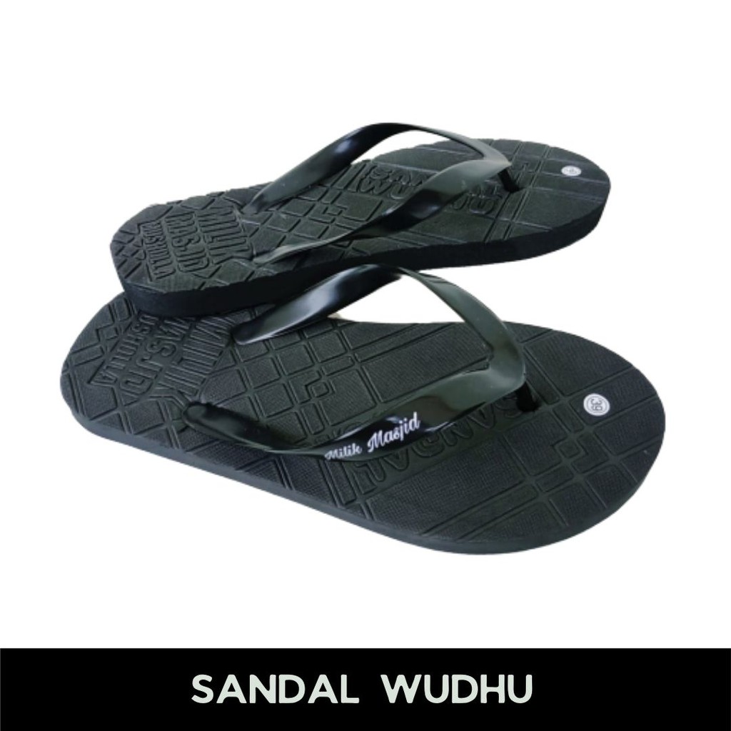 Sandal wudhu emboss Hitam sandal masjid sendal musholla sandal bakiak wudhu  - Raqilla Shop