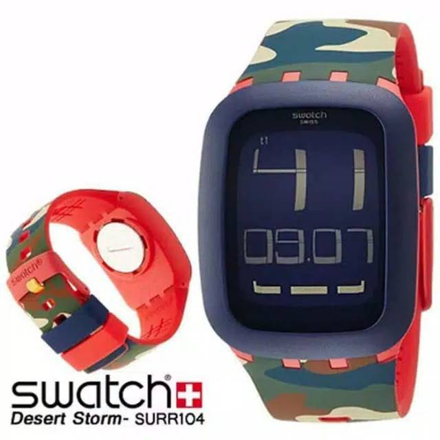 JAM TANGAN UNISEX SWATCH DIGITAL SURR104 DESERT STORM ORIGINAL GARANSI RESMI 2 TAHUN