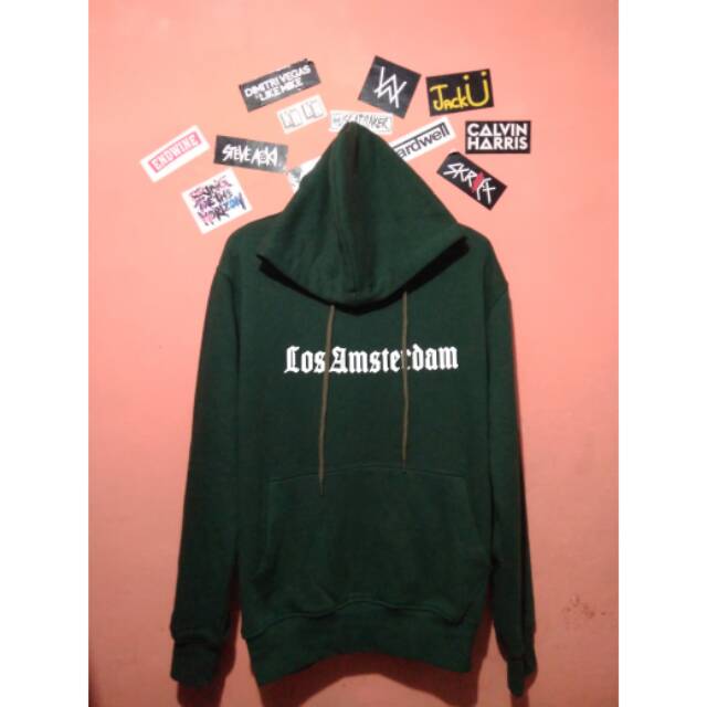 Hoodie sweater los amsterdam green logo yellowclaw