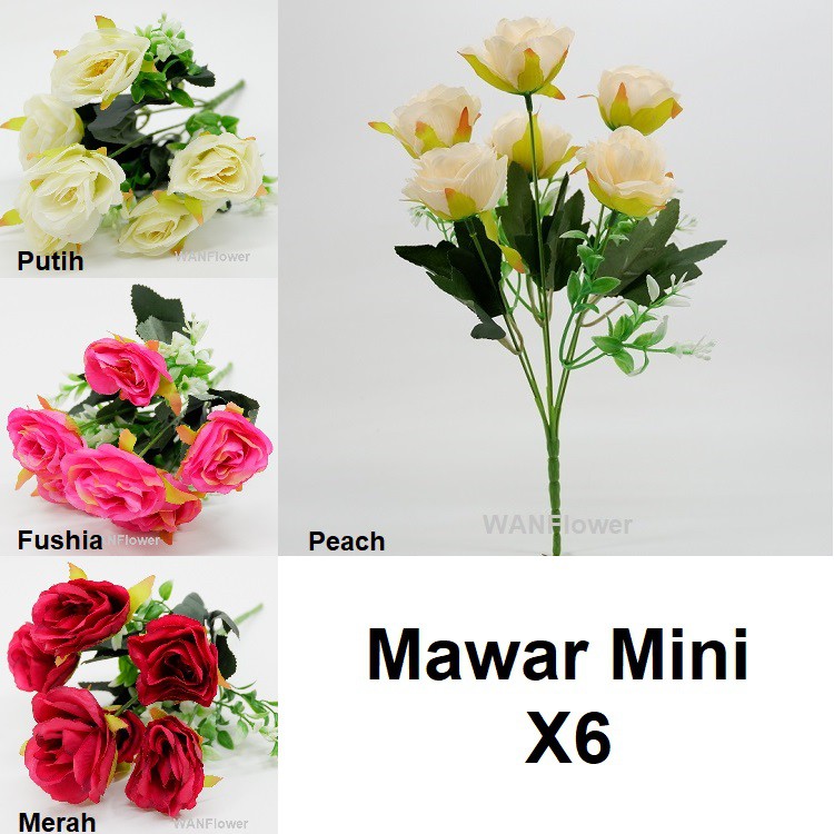 WANFLOWER Bunga Mawar Mini X6 * ALL