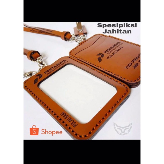 

Name tag kulit asli id card kulit custom (model 4 lapis) custom logo PERTAMINA