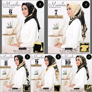 Jilbab Segiempat Manila Gold Series Jilbab Dafanya Satin Hijab Satin Hitam Kerudung