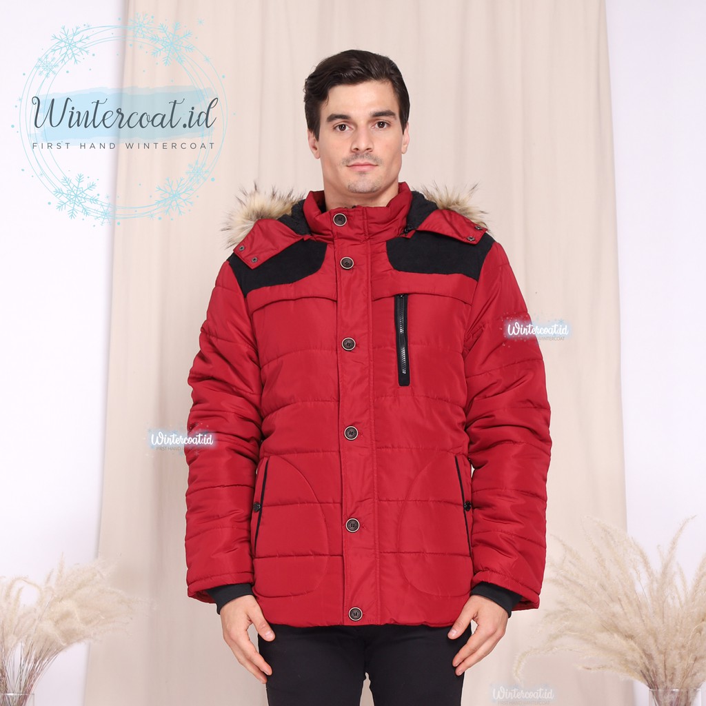 READY INDONESIA LOGAN Men Winter Coat Pria Jacket mantel cowok musim dingin jaket jumbo merah