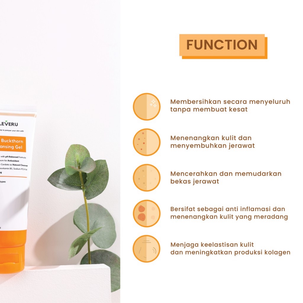 [ READY ] KLEVERU Sea Buckthorn Cleansing Gel ( Facial Wash ) - Face Wash Kleveru 100 ml ORIGINAL