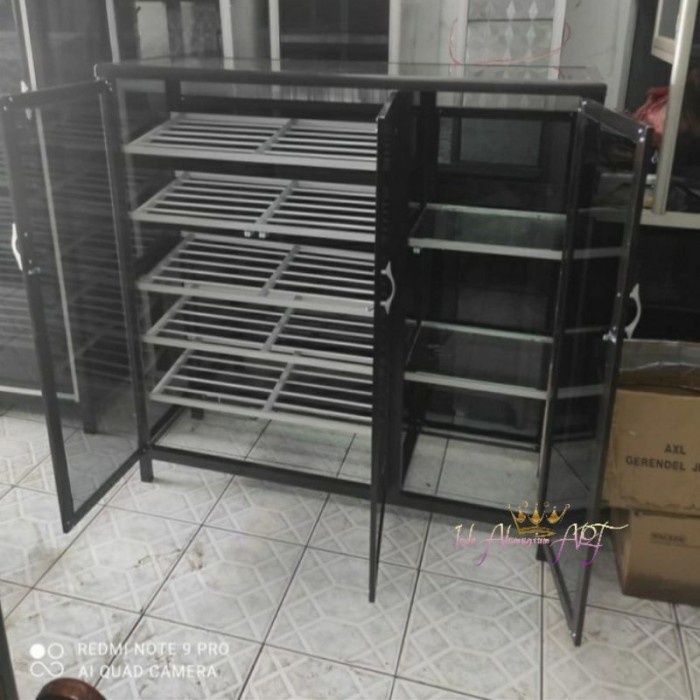 Rak tempat Sepatu Hias / Rak Serbaguna Aluminium Kaca