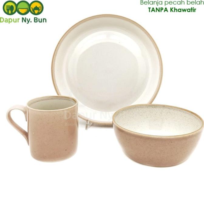 3 Pcs Dinner Set Keramik PINK / Stoneware High Quality Fast Response