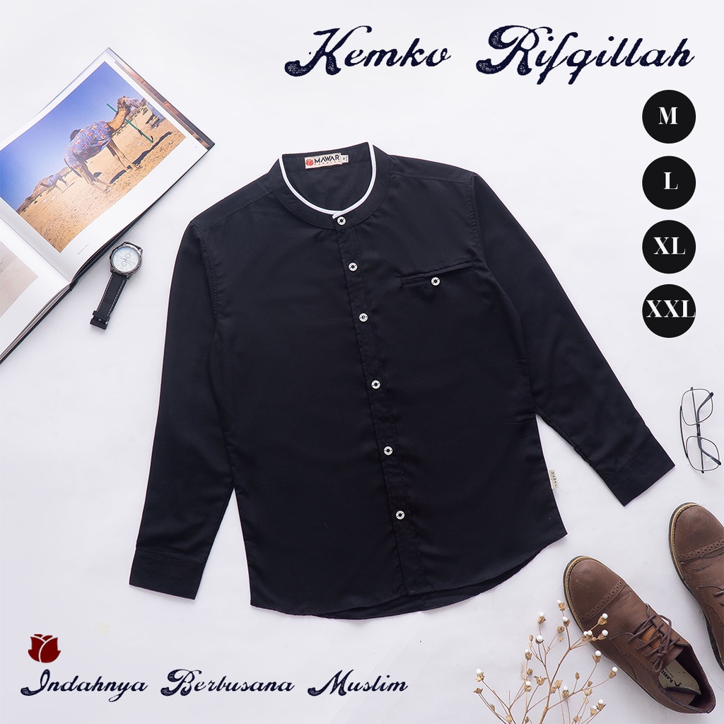 Koko Hitam Polos Atasan Baju Koko Hitam Muslim Dewasa Pria Koko Hitam List Putih Premium Baju Koko H
