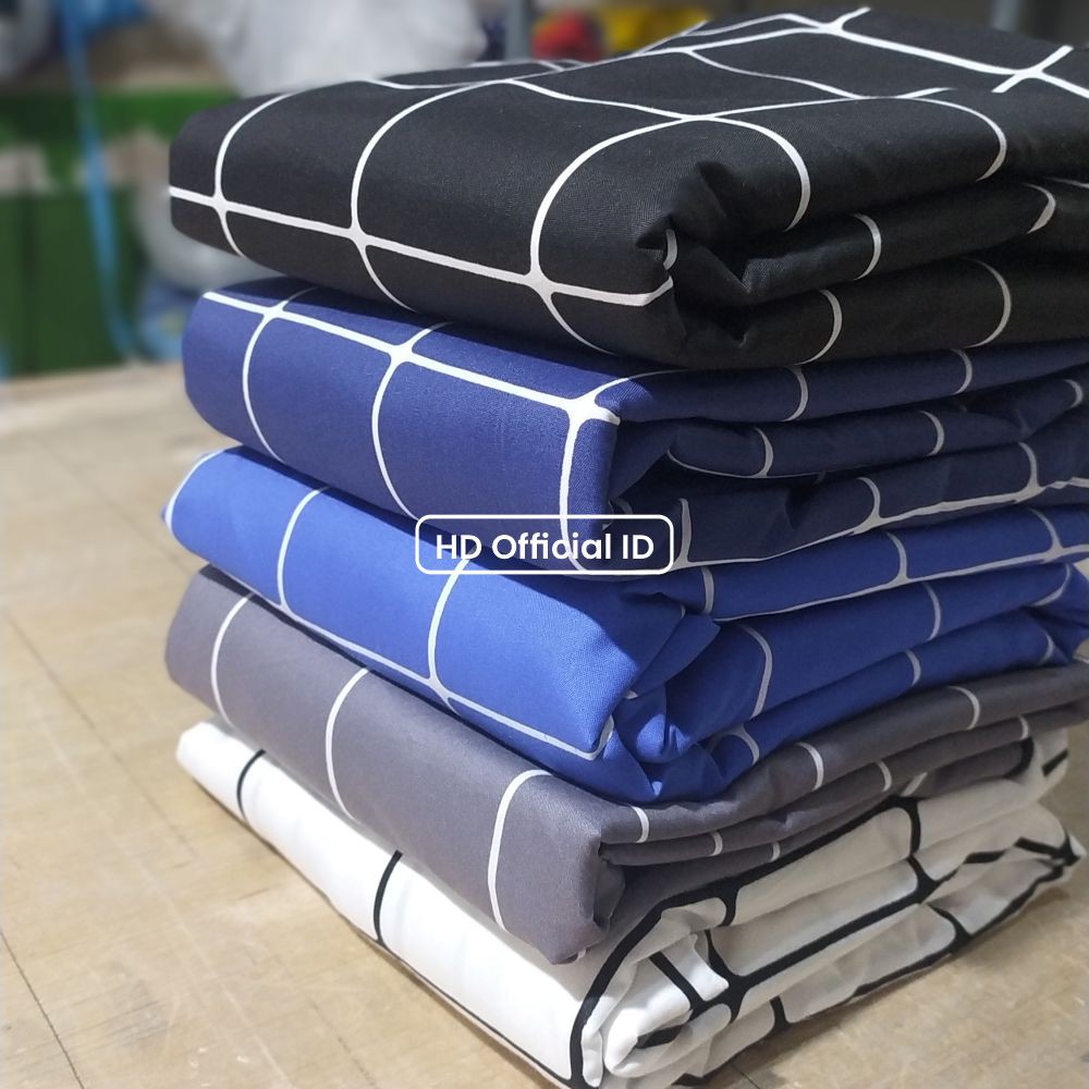 Sarung Kasur Resleting 90x200x15 120x200x15 Motif Kotak Hitam Putih Abu Biru Navy Aesthetic No 4 3