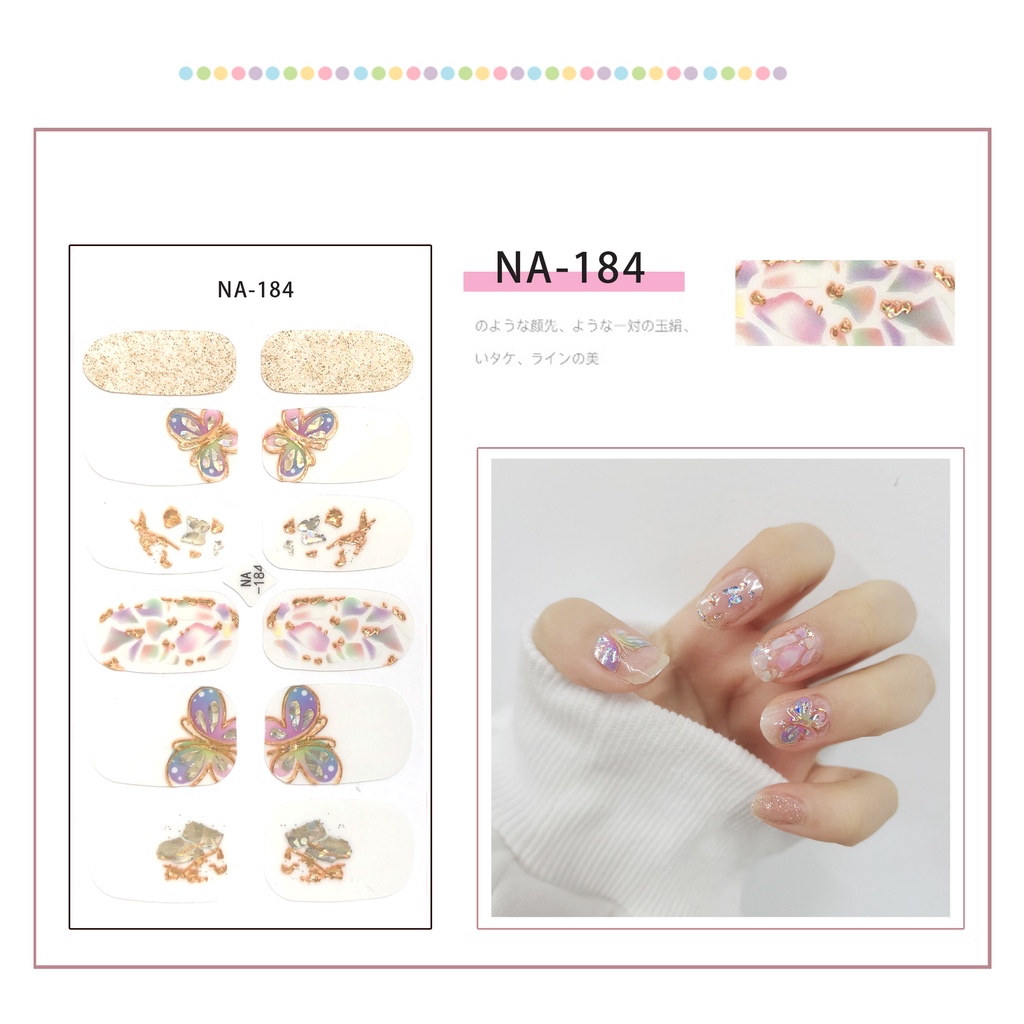 Na181-200 Lembar / Lembar Stiker Kuku Palsu 3d Bronzing Untuk Nail Art Diy