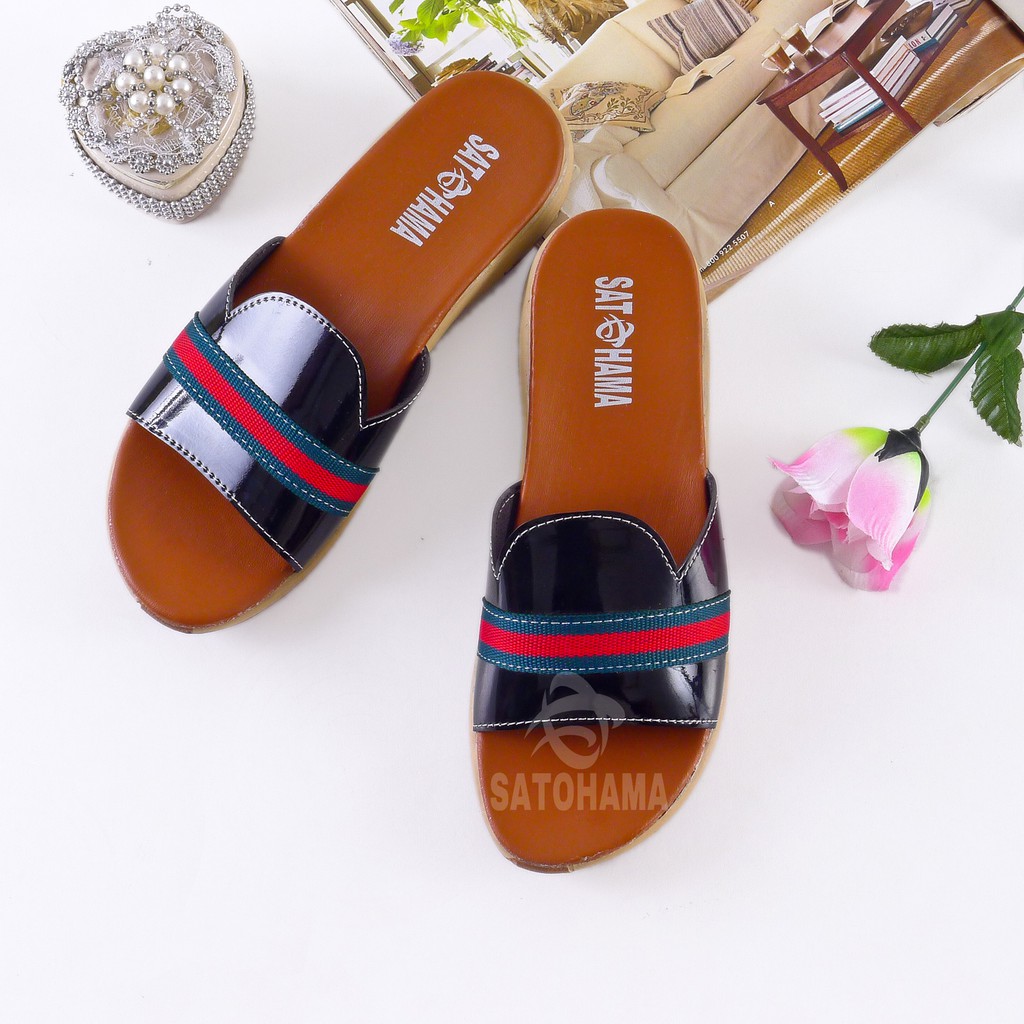 Satohama Sandal Kokop Wanita Sol Karet Sandal Sandal Terbaru Sandal Terlaris Sandal Garis Murah